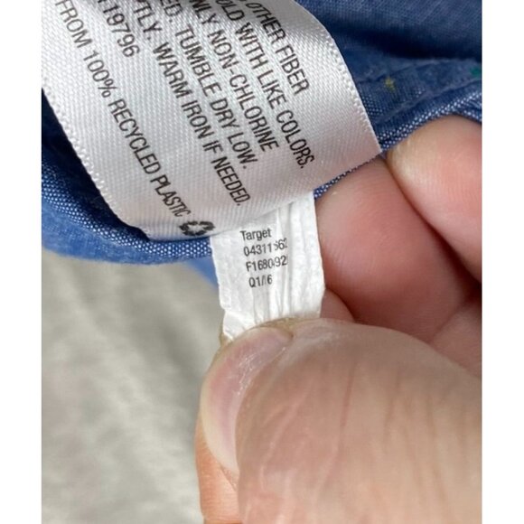 Mossimo Supply Co Mens Chambray Shirt Medium Blue Short Sleeve Casual Button Up - Picture 7 of 12